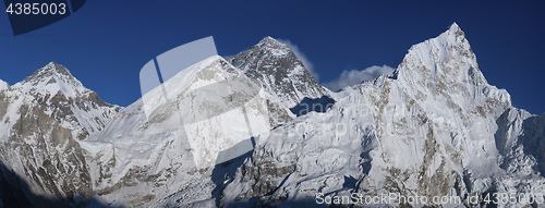 Image of Everest and Nuptse summits from Kala Patthar peak