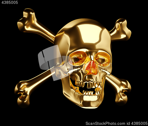 Image of Golden Skull with cross bones or totenkopf 