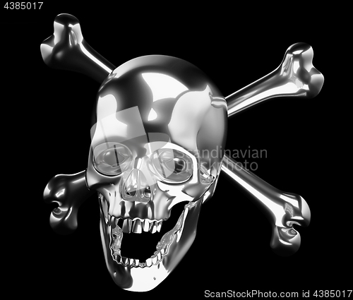 Image of Silver Skull with crossed bones or totenkopf 