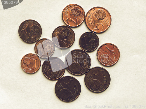 Image of Vintage Euro coins 1 and 2 cents