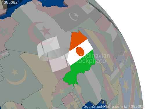 Image of Niger with flag on globe