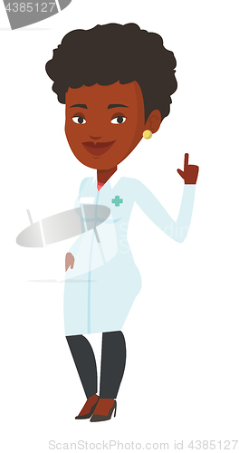 Image of Doctor showing finger up vector illustration.