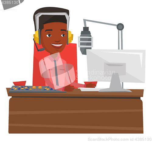 Image of Young dj working on the radio vector illustration