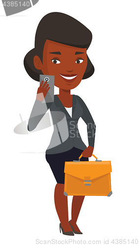 Image of Business woman making selfie vector illustration.