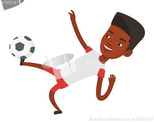 Image of Soccer player kicking ball vector illustration.