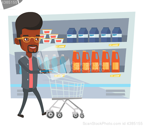 Image of Customer with shopping cart vector illustration.