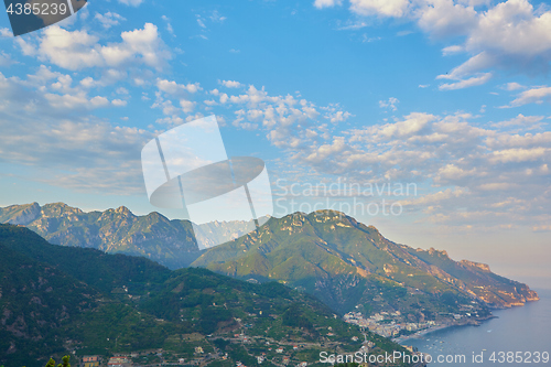 Image of High angle view of Minori and Maiori, Amalfi coast, Italy