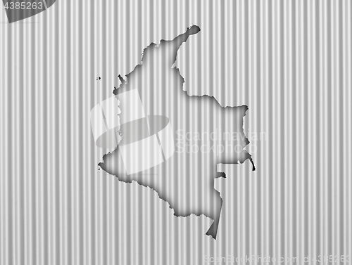 Image of Map of Colombia on corrugated iron