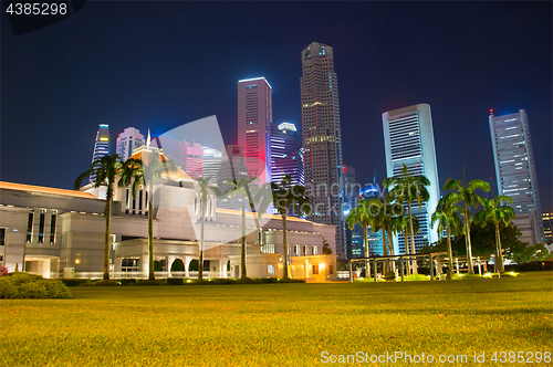 Image of Singapore Parliament building at night