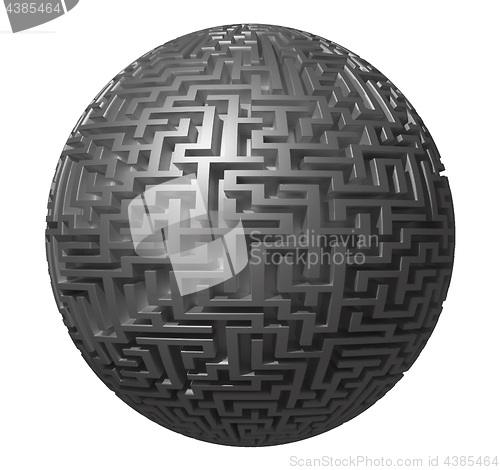 Image of labyrinth planet - endless maze with spherical shape 3d illustration