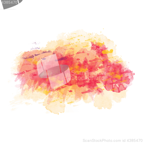 Image of Yellow and red watercolor painted vector stain isolated on white