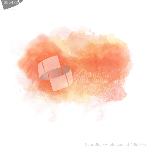 Image of Yellow and red watercolor painted vector stain isolated on white