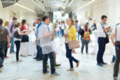 Image of Blured image of businesspeople at coffee break at conference meeting.