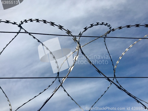 Image of Barbed wire and sky