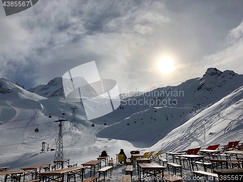 Image of People resting in the Stubai glacier ski resort