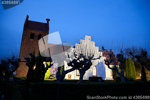 Image of Sollerod church at night in 2016