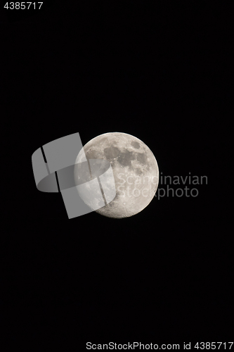 Image of Waxing Gibbous Moon Portrait Photo Dimensions With Copy Space,