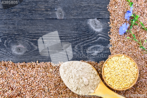 Image of Flour and seeds flax on board