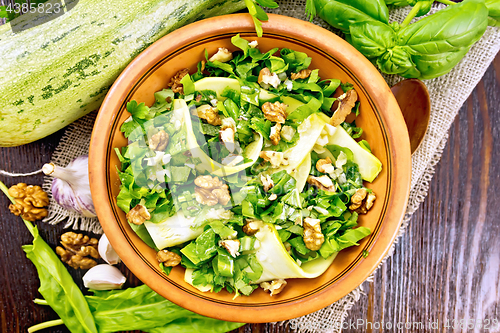 Image of Salad with squash and sorrel on board top