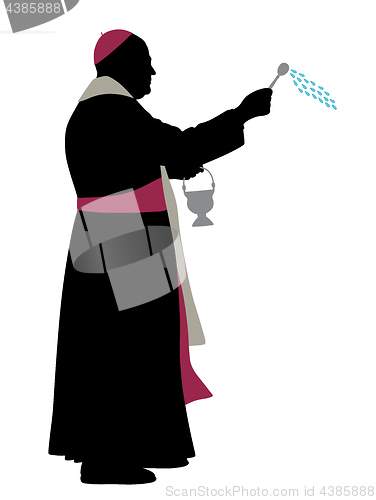 Image of Catholic bishop sprinkling holy water