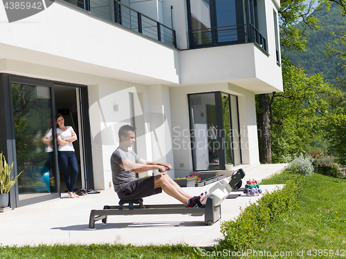 Image of man doing morning exercises