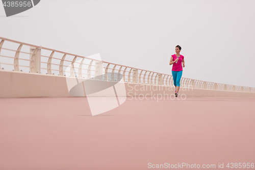 Image of woman busy running on the promenade