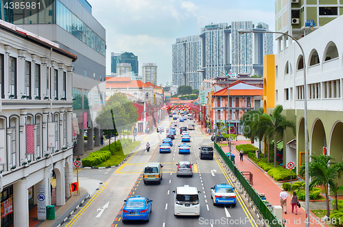 Image of Road traffic in Singapore Chinatown
