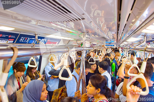 Image of Crowded Singapore metro train