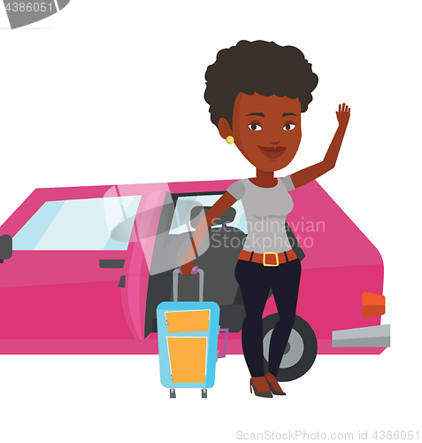 Image of African-american woman traveling by car.