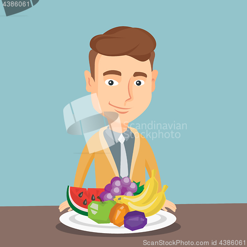 Image of Man with fresh fruits vector illustration.