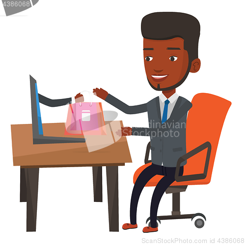 Image of Man shopping online vector illustration.