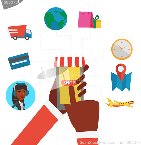 Image of Online shopping vector flat design illustration.