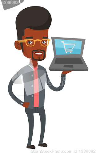 Image of Man shopping online vector illustration.
