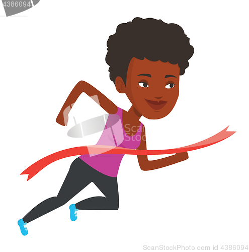 Image of Athlete crossing finish line vector illustration.