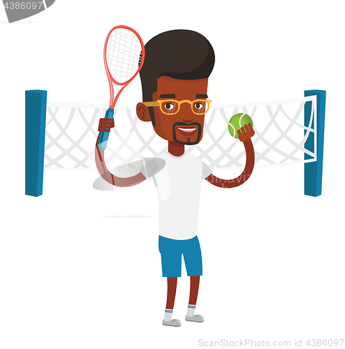 Image of African-american tennis player vector illustration
