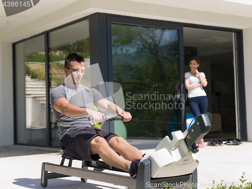 Image of man doing morning exercises