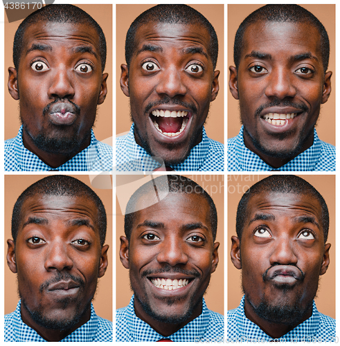 Image of Portrait of a very happy afro American man