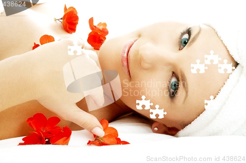 Image of red flower petals spa puzzle