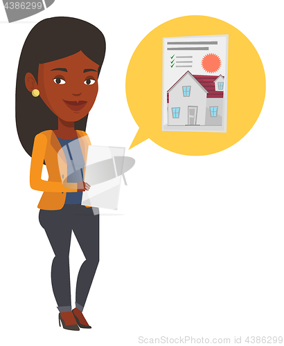 Image of Woman looking for house vector illustration.