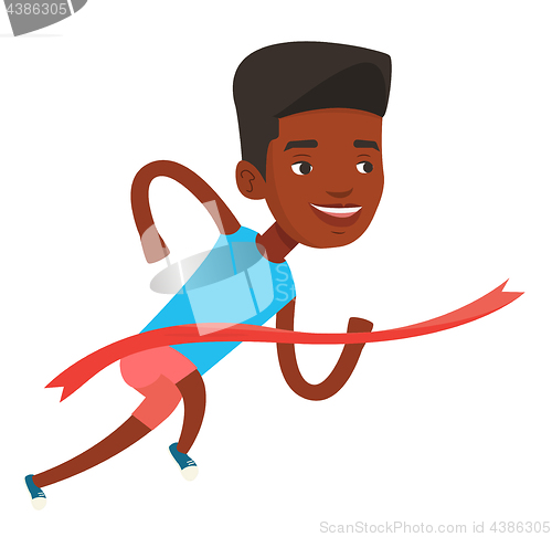 Image of Athlete crossing finish line vector illustration.