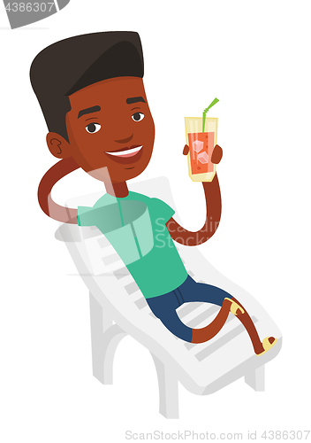 Image of Man relaxing on beach chair vector illustration.