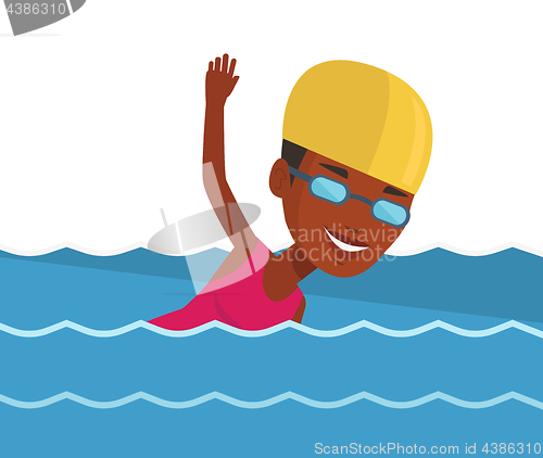 Image of Woman swimming vector illustration.