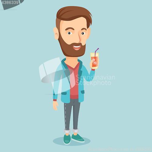Image of Man drinking cocktail vector illustration.