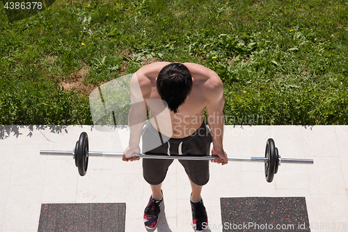 Image of man doing morning exercises