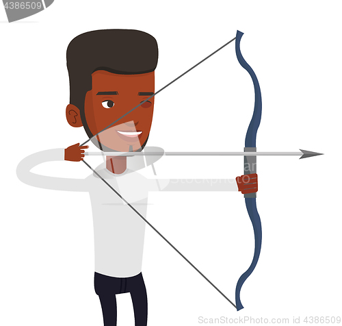 Image of Archer training with the bow vector illustration.