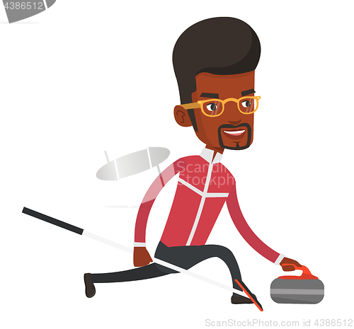 Image of Curling player playing on the rink.
