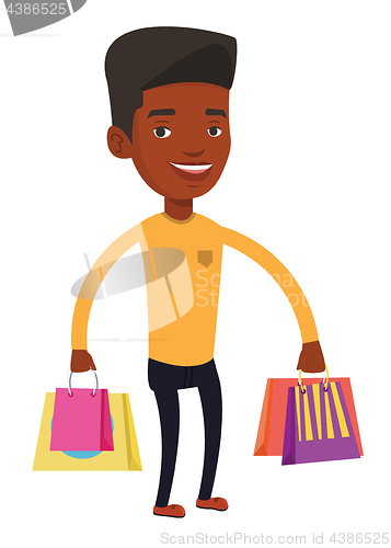 Image of Happy man with shopping bags vector illustration