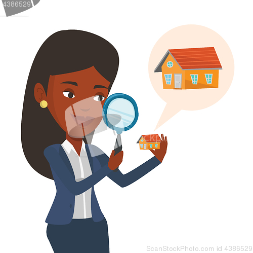 Image of Woman looking for house vector illustration.