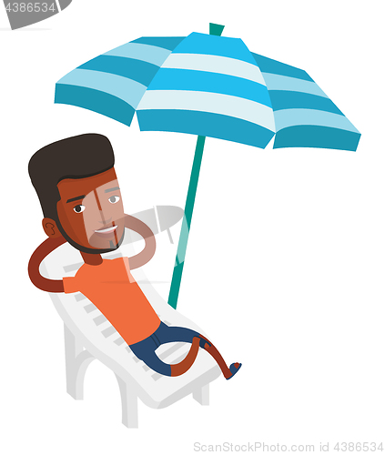 Image of Man relaxing on beach chair vector illustration.