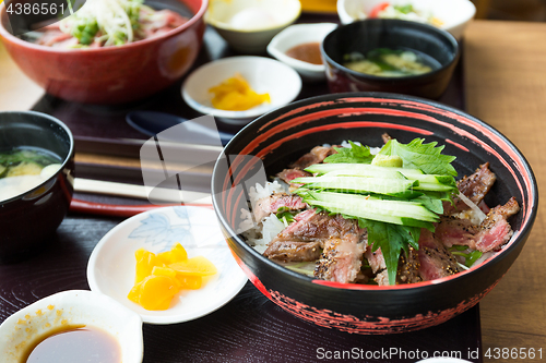 Image of Japanese meal, beef set